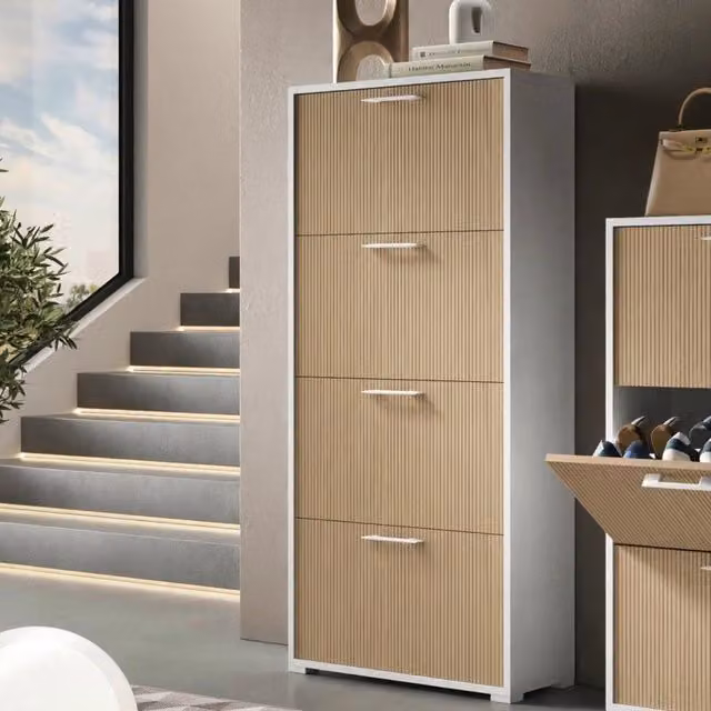 Mobile Portascarpe Aristolochia DMORA Bianco Cannettato L/P/H: 67 x 28 x 147 cm – 1