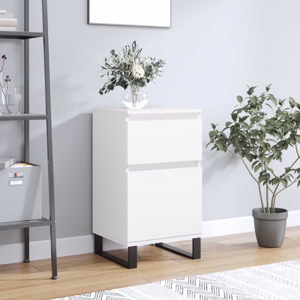 Credenza moderna bianca vidaXL da appendere al muro in legno e metallo L 40 cm, P 35 cm, H 70 cm