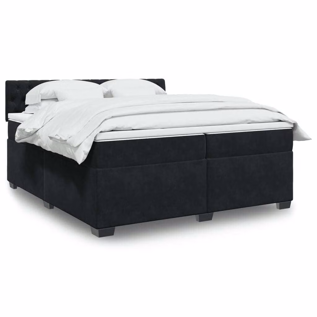 Maison Exclusive - Giroletto a Molle con Materasso Nero 200x200 cm in Velluto