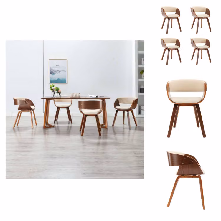 vidaXL Sedie da pranzo 4 pz. Bentwood crema e Pelle finta - Sedie da pranzo