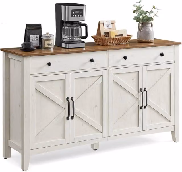 Credenza mobile portaoggetti con cassetti 40 x 140 x 80 cm mobile da cucina con ante e ripiano regolabile in altezza stile country per soggiorno sala da pranzo 12_0004540