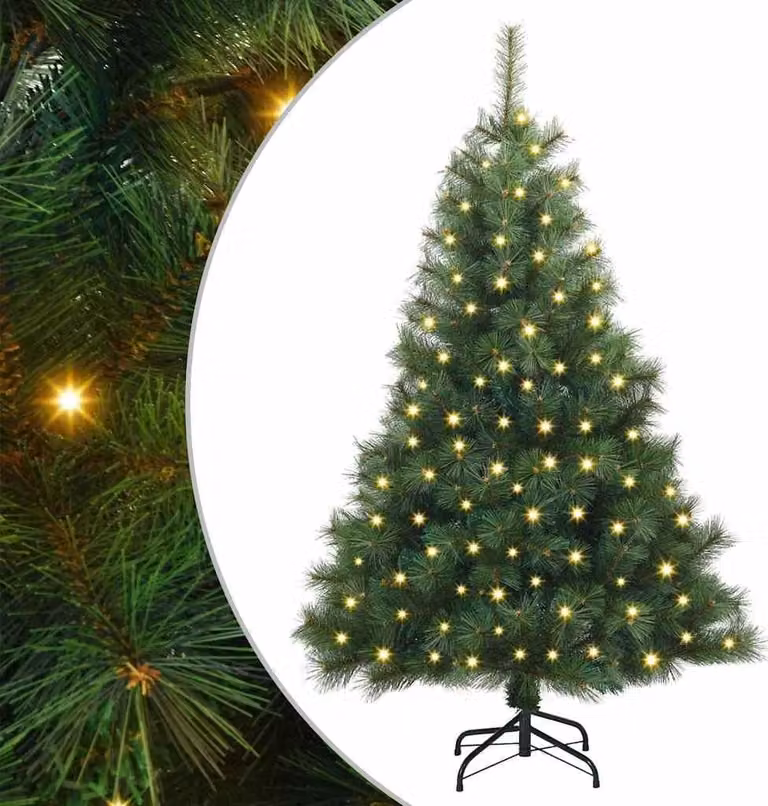 Albero di Natale artificiale con 150 LED Verde 120 cm PE e PVC
