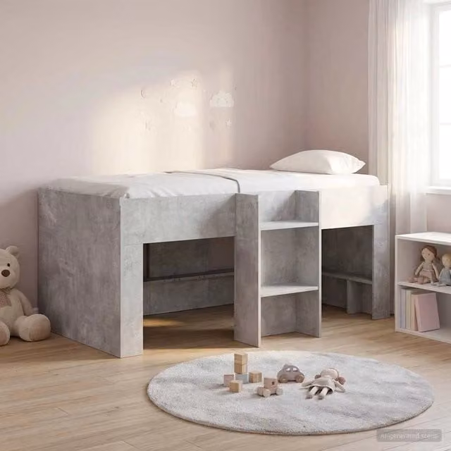 Letto alto singolo per bambini vidaXL in legno ingegnerizzato grigio, L/P/H: 160 x 80 x 163 cm – 1