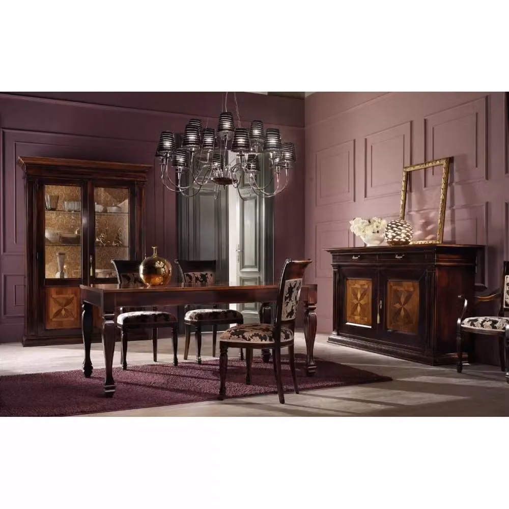 Credenza classica con 2 porte e intarsio geometrico bicolore Mobili 2G L/P/H: 200 x 56 x 113 cm – 2