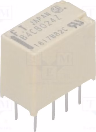 1 relè: elettromagnetico, 0,3A/125VAC. Bobina: 24VDC, 2A. Modello: FTR-B4CB024Z. Elettrico