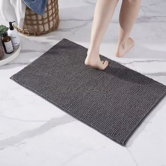 Tappetino da bagno antiscivolo in morbida ciniglia - Super assorbente e lavabile in lavatrice - Ideale per il bagno, la doccia o come tappetino per il WC - Dimensioni: 50x80 cm, grigio scuro