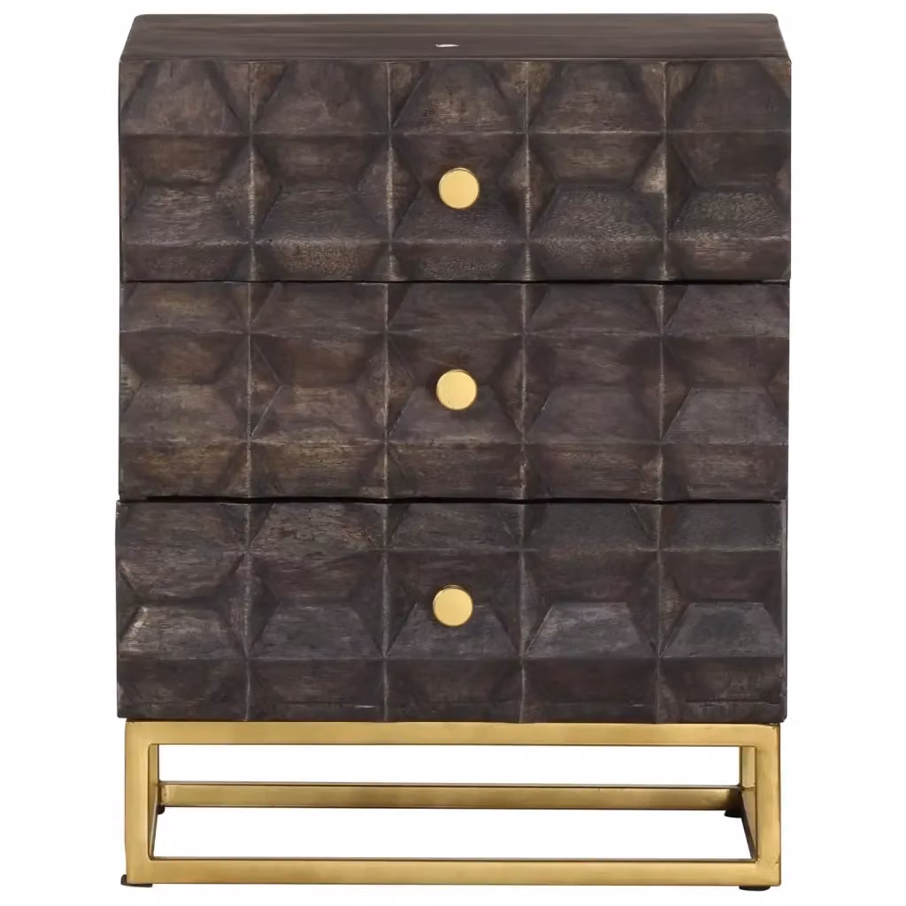 Comodino sospeso Design Mania in legno di mango e metallo nero stile industrial L: 40 cm, P: 30 cm, H: 50 cm – 2