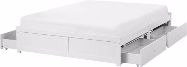 Letto matrimoniale in compensato di pino melaminico MDF con contenitore bianco 160 x 200 cm stile scandinavo