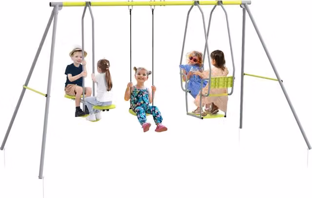Altalena 3 in 1 per bambini Minimal Verde in metallo, max 225 kg