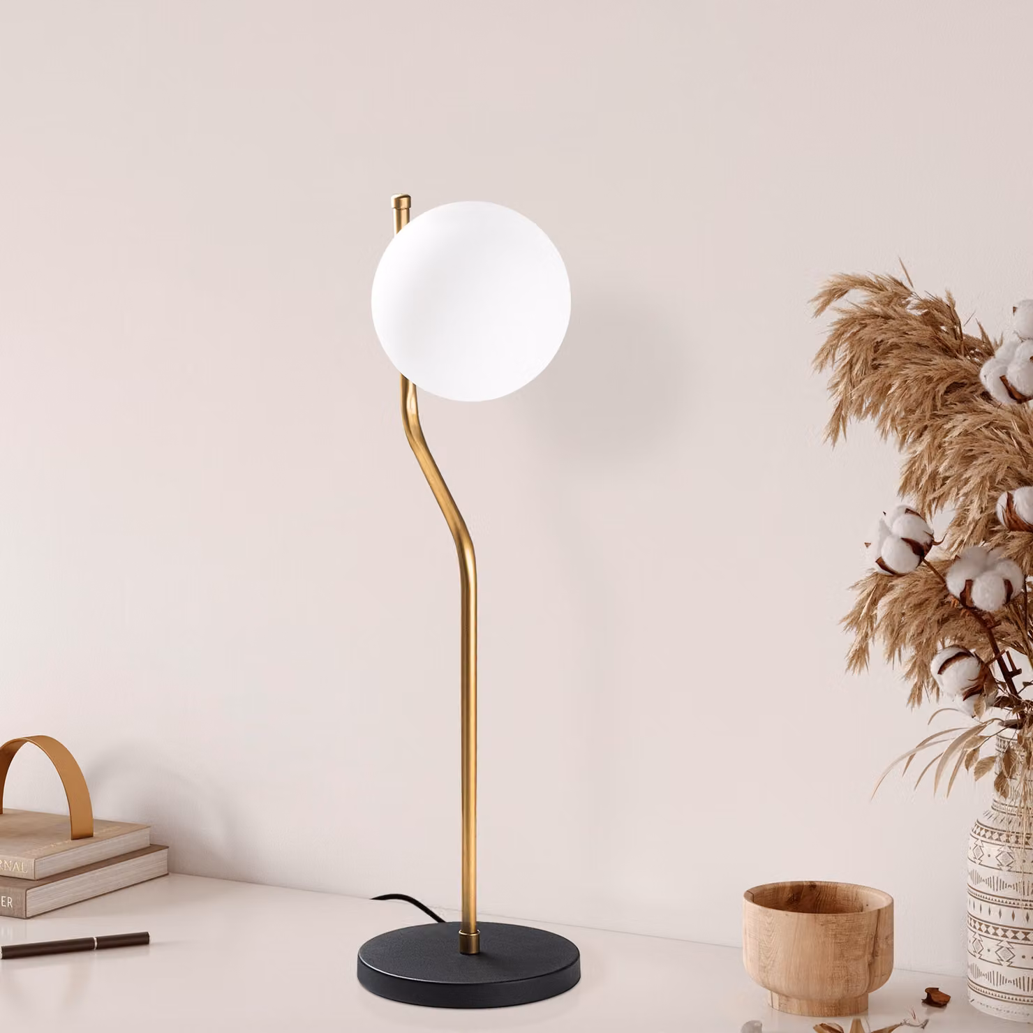 Opviq, Tulip 13821 - Nero, lampada da tavolo, CORPO IN METALLO, nero, 61 x 18 x 18 cm