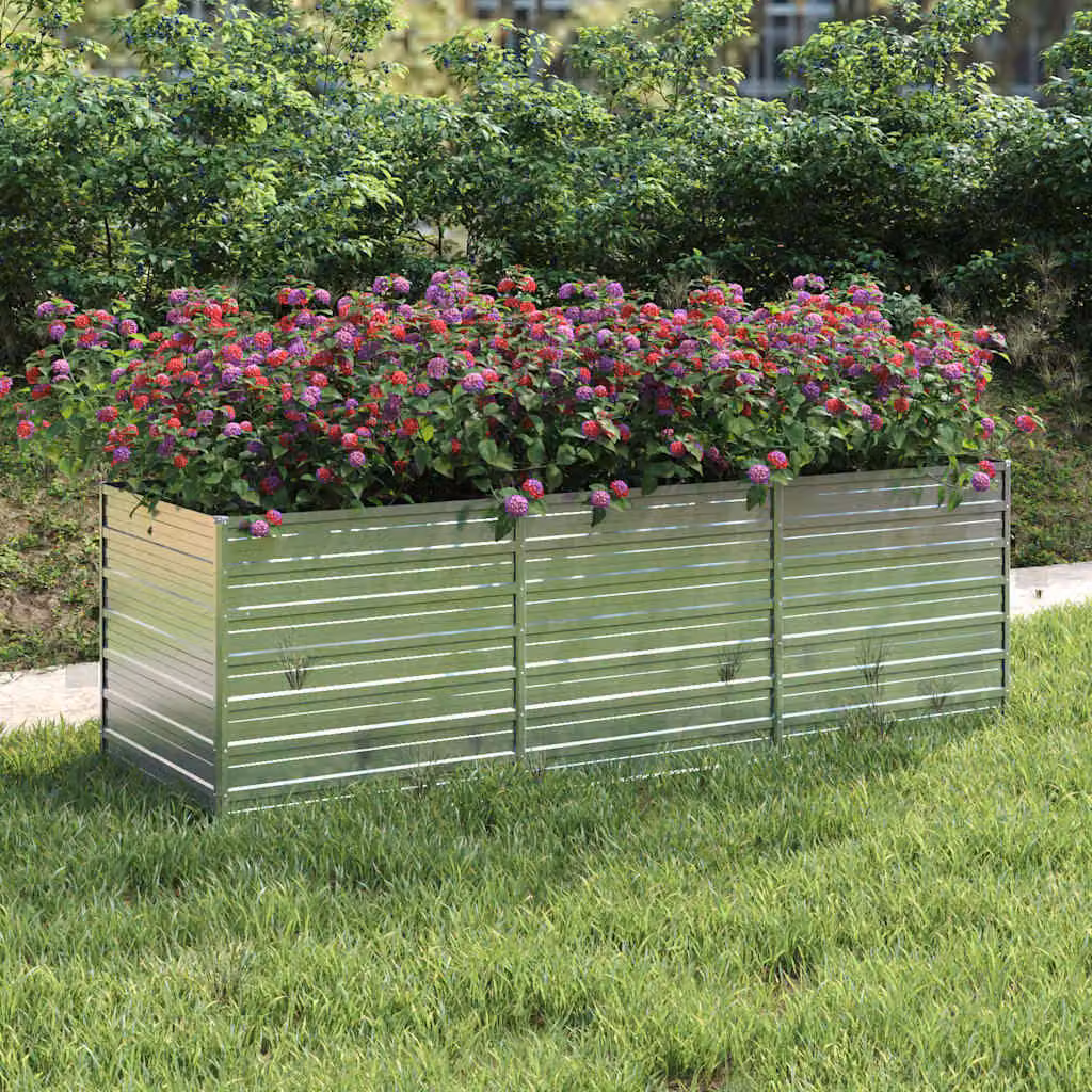 Letto rialzato da giardino vidaXL in acciaio zincato argento L: 240 cm, P: 80 cm, H: 77 cm