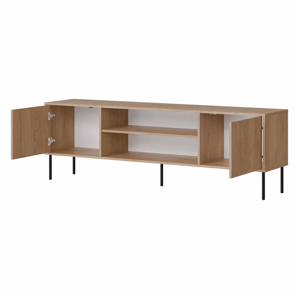 Mobile Porta TV Rainerio DMORA in Legno e Metallo Marrone con un Ripiano L: 180 cm, P: 40 cm, H: 60 cm – 2