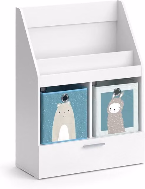 Libreria per bambini Vicco Bianco con cassetto e scatole pieghevoli L: 72 cm, H: 96.2 cm
