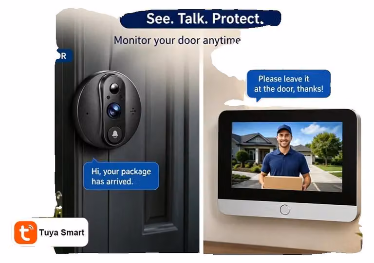 Videocitofono con telecamera, angolo di visione ampio di 120 gradi, rilevamento del movimento tramite sensore PIR, compatibile con Tuya