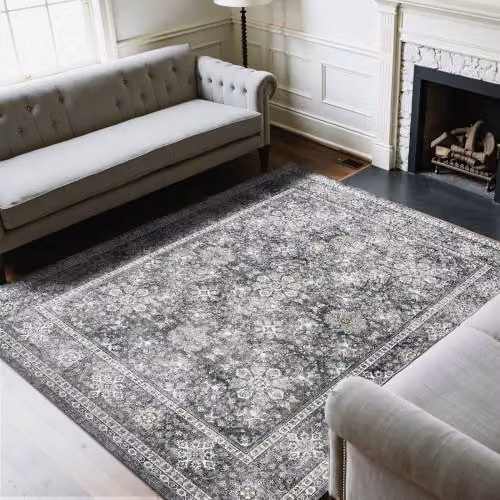 Tappeto VEVOR Grande per Salotto e Camera da Letto, Grigio, Lavabile e Antiscivolo, L: 243,9 cm x P: 304,8 cm