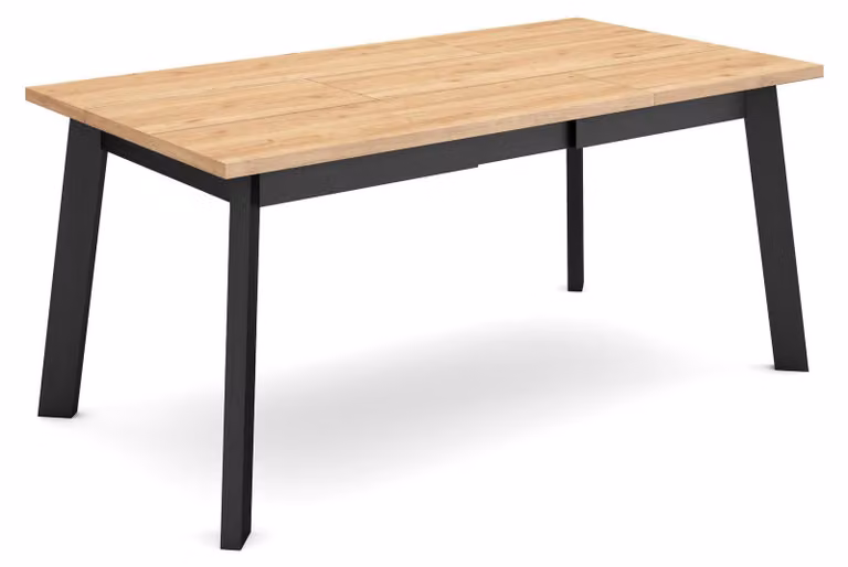 Tavolo da pranzo, dimensioni 167x90 cm, superficie in melaminico, gambe in legno, finitura noce/nero, per 8 posti