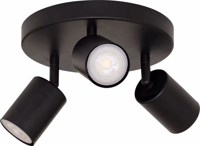 Lampade da soffitto VICO, paralumi in metallo, 3 punti, nere