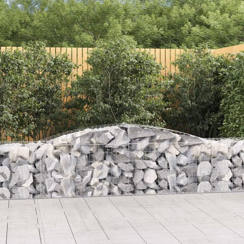 Set di 3 Cesti Gabbioni ad Arco vidaXL in Acciaio Zincato Grigio L: 400 cm, P: 50 cm, H: 60/80 cm