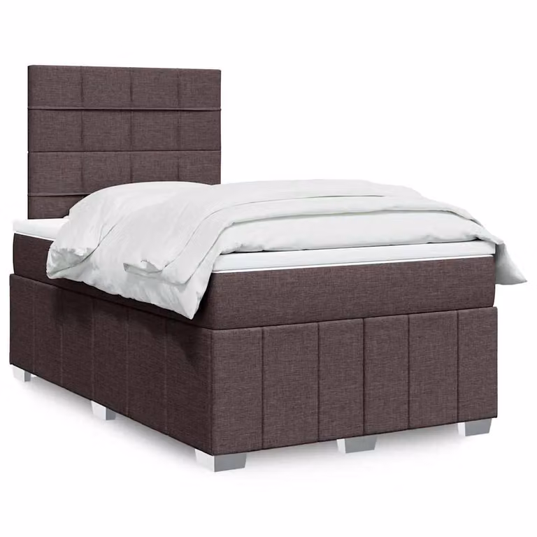 vidaXL Letto Ibrido con Giroletto a Molle e Materasso in Tessuto, Marrone e Bianco, L/P/H: 120 x 190 x 150,5 cm