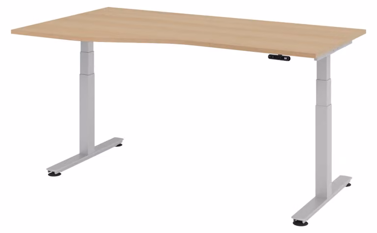 Scrivania elettrica bümö XDSM - Struttura: argento, dimensioni: 180 x 100 cm, finitura: rovere