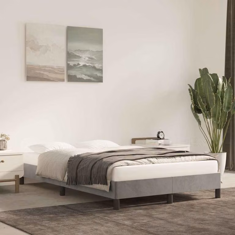 vidaXL Giroletto in Velluto Grigio Chiaro senza Materasso L/P: 120 x 200 cm