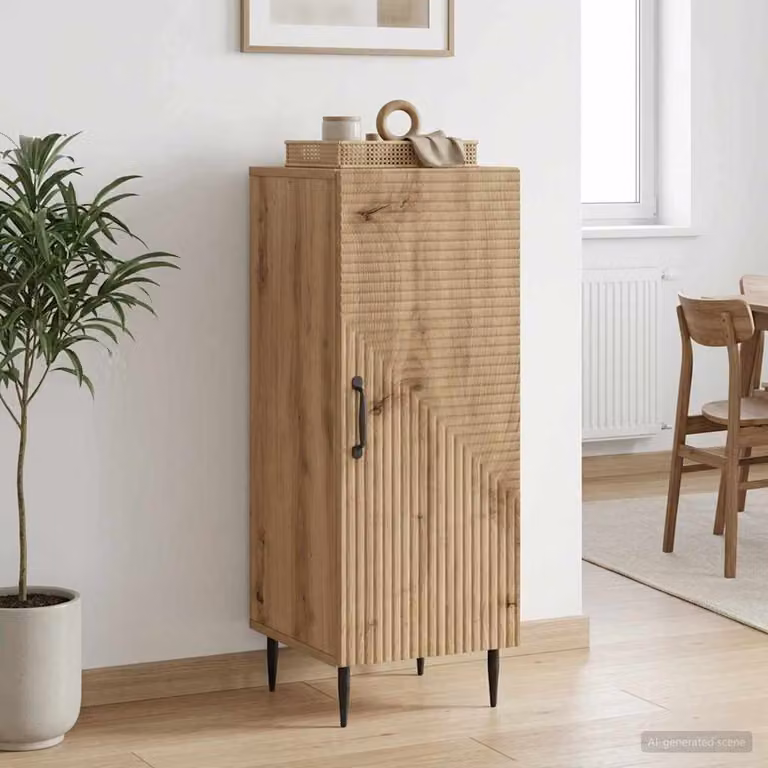 Credenza moderna vidaXL in legno e metallo color marrone L: 33 cm, P: 34,5 cm, H: 89,5 cm