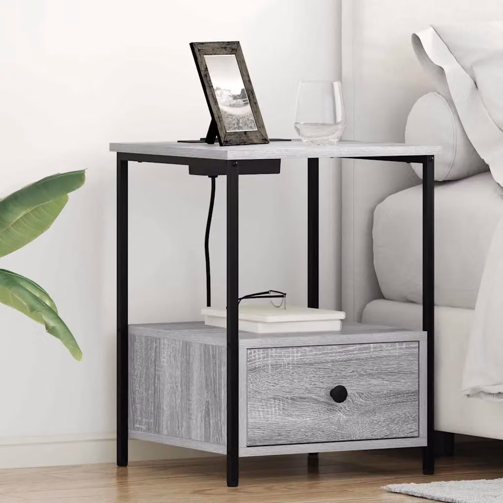 Set di 2 Armadi da Notte vidaXL Grigio Sonoma L 42 cm, P 41 cm, H 56 cm