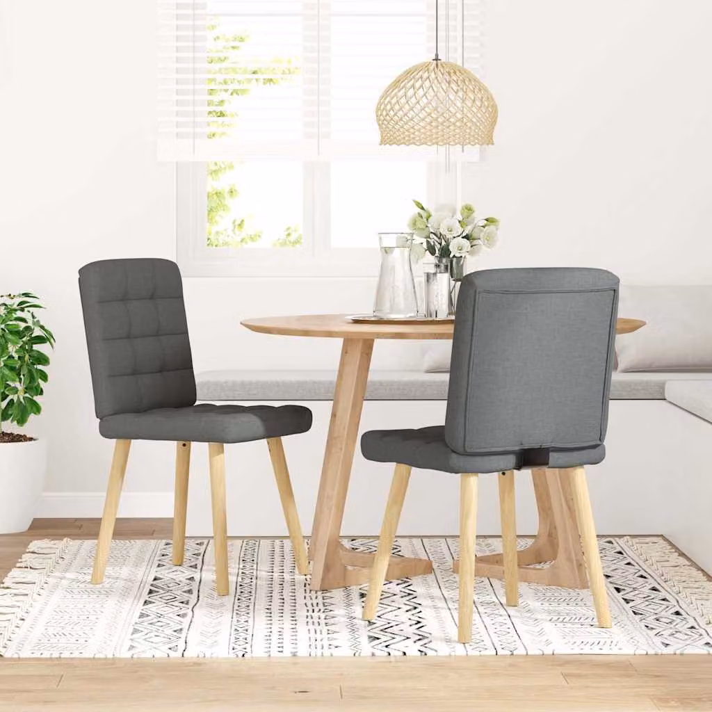 Sedie da Pranzo 2 pz Grigio Scuro in Tessuto