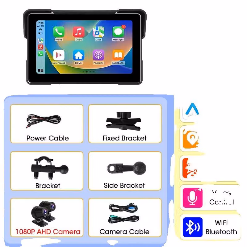 Navigazione GPS, schermo da 7 pollici, design impermeabile, fotocamera da 7 pollici con risoluzione 1080P