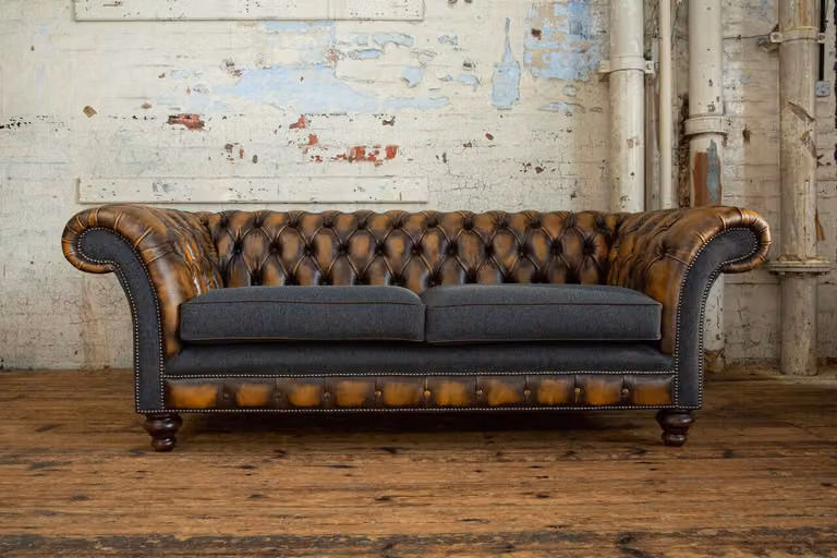 Design Chesterfield Sofa 3 Couch Sofa Set Polster Leder Dreisitzer Couchen
