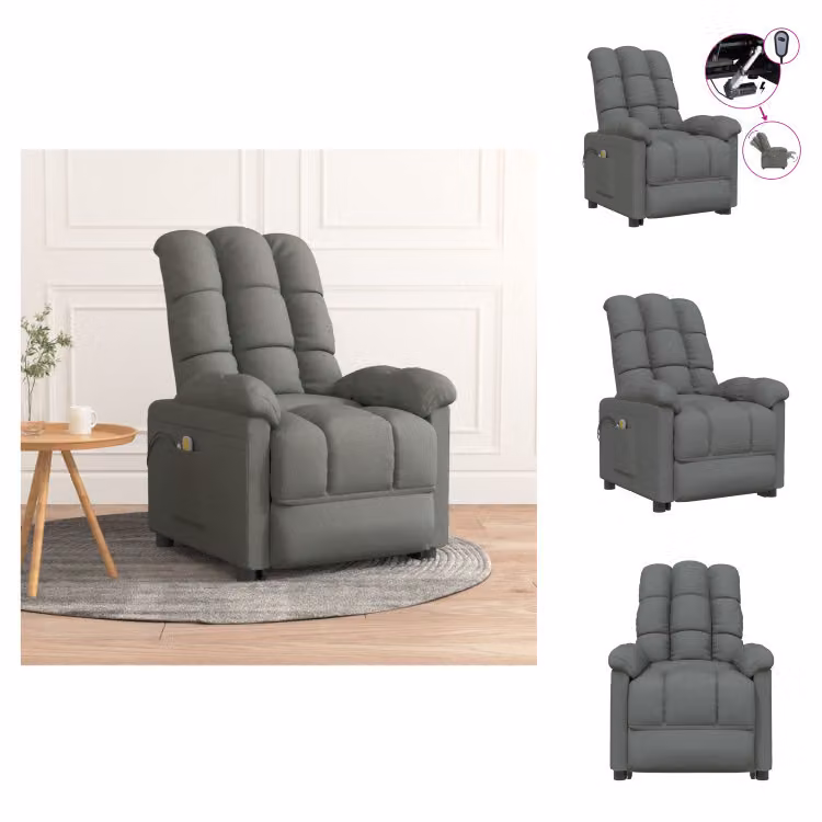 vidaXL Sedia da massaggio elettrica in tessuto grigio scuro - Sedia da massaggio