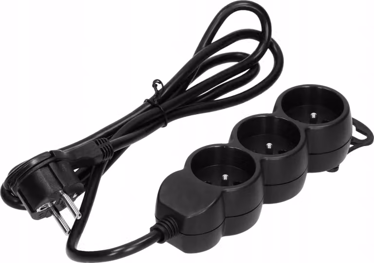 ORNO | Ciabatta Elettrica ES-4/B/5 - 5 m - Nera - 3 Prese - Sicura E Pratica