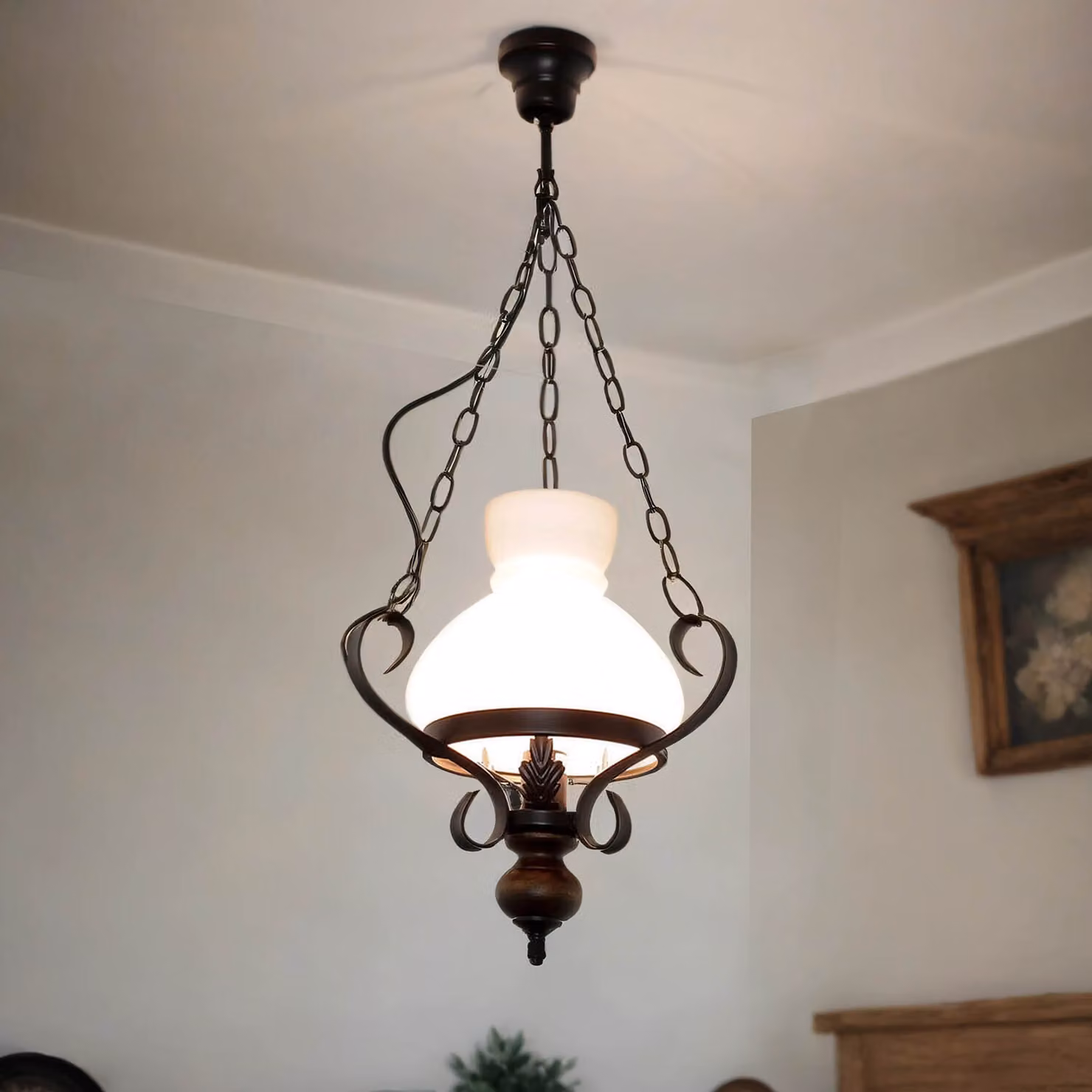 Lampada a sospensione rustica "Petronel" vetro metallo vetro E27 casa di campagna luce a sospensione sala da pranzo
