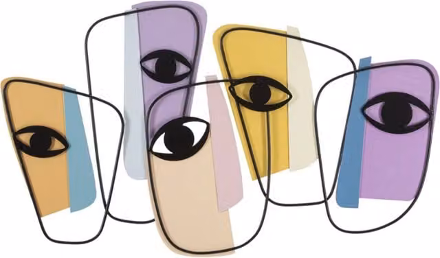 Pannello da muro decorativo Eyes A Vikasa Home in metallo multicolor, L: 120 cm, H: 72 cm