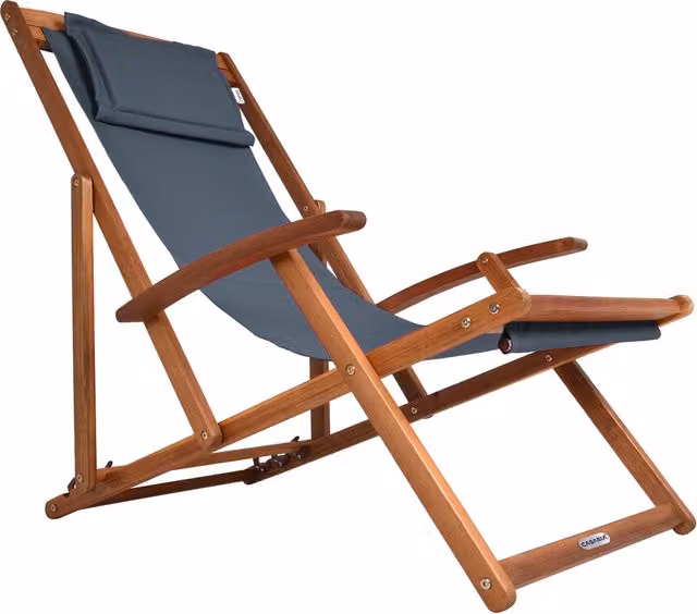 Sedia sdraio Casaria in legno di acacia con cuscino antracite L/P/H: 60 x 94 x 94 cm – 1