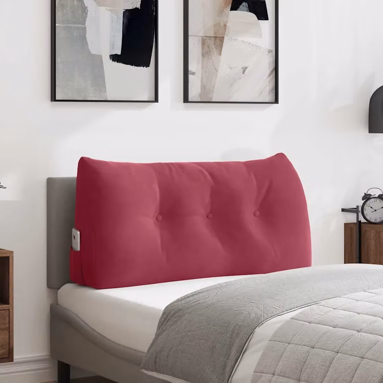 Cuscino per schiena ergonomico vidaXL in velluto rosso, L 100 x P 24 x H 50 cm