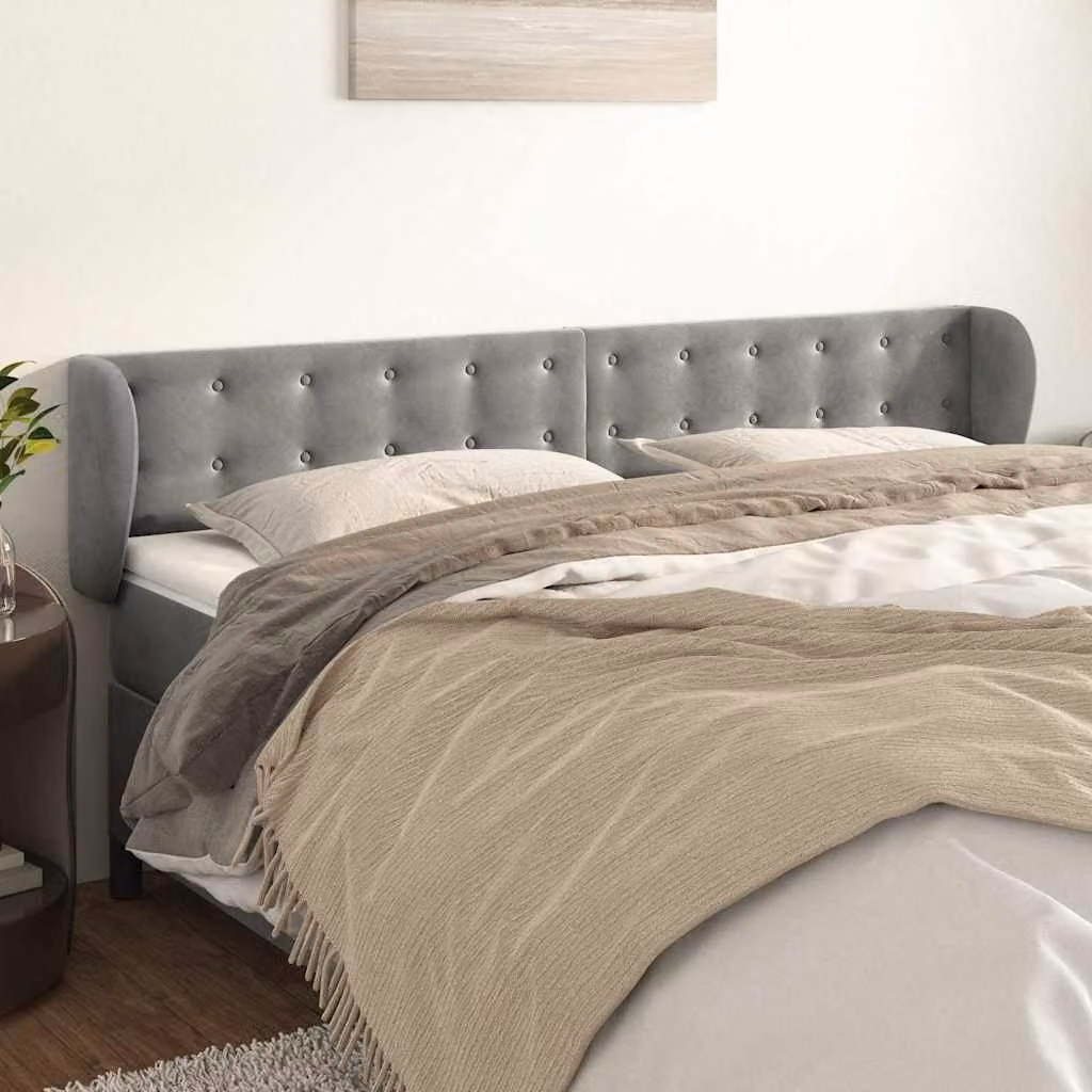 Testiera ad orecchio vidaXL in velluto grigio chiaro L: 163 cm, P: 23 cm, H: 78/88 cm