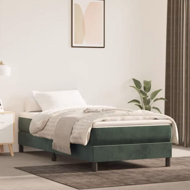 Maison Exclusive - Struttura Letto a Rete a Molle Verde Scuro 90x200 cm in Velluto