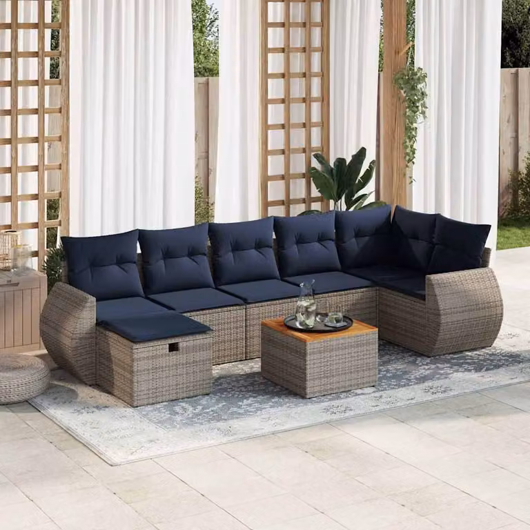 Maison Exclusive - Set Divano da Giardino 8 pz con Cuscini Grigio in Polyrattan