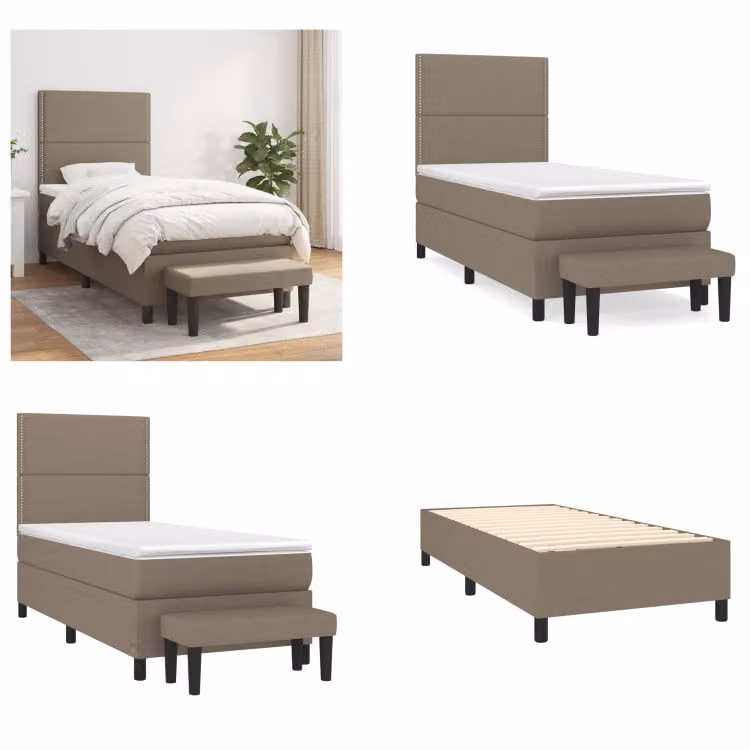 vidaXL Letto boxspring con materasso Taupe 90x190 cm in tessuto - Letto boxspring - Boxspringbetten - Bett - Schlafzimmermöbel