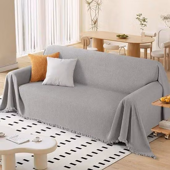 Cuccia per cani, cuccia angolare con 3 cuscini, tessuto lavabile grigio chiaro, 180 x 450 cm