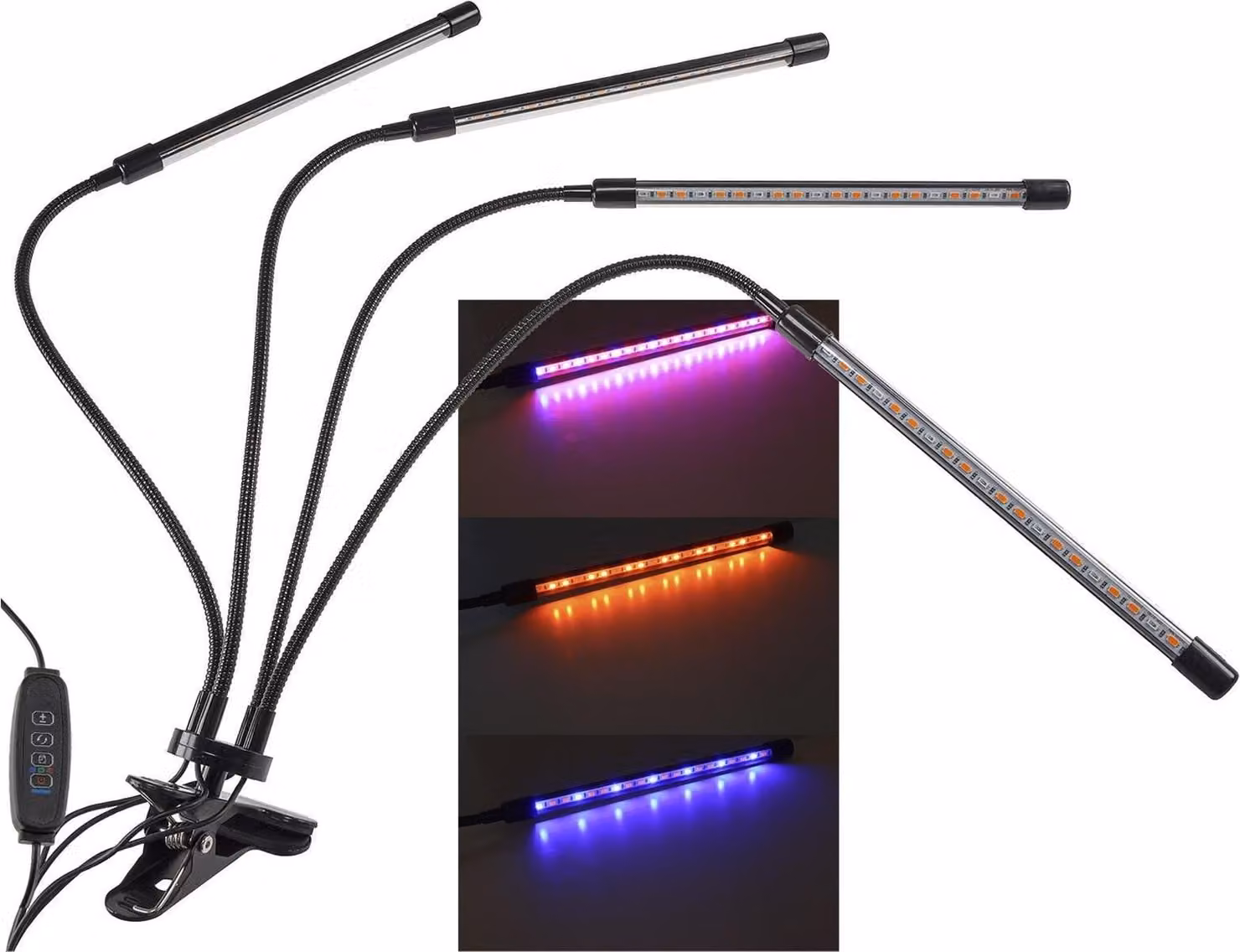 Luce per piante LED, 4 volte, luce di crescita con controller