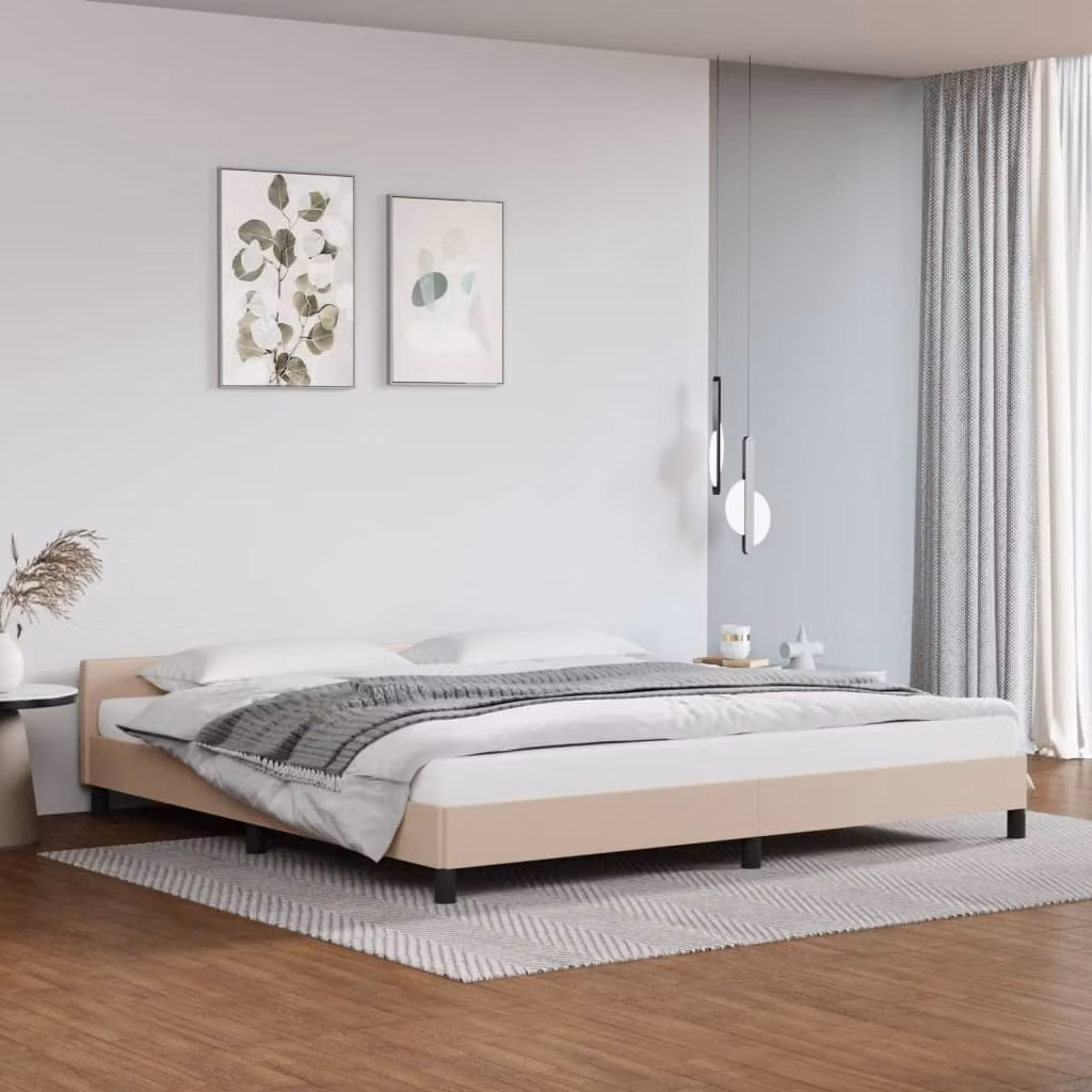 The Living Store Giroletto con testiera cappuccino-marrone 200x200 cm in ecopelle