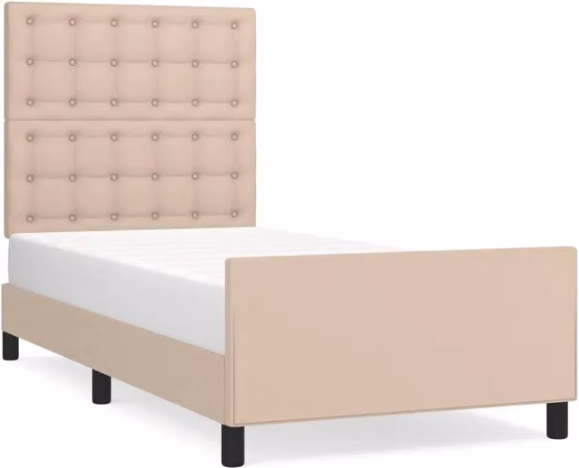 Giroletto con Testiera-Struttura letto con testiera Cappuccino 100x200 cm in Similpelle