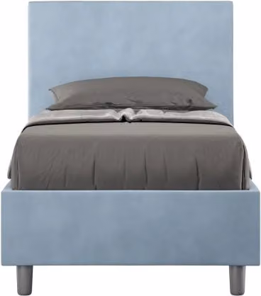 Letto imbottito Singolo 80x190 cm Adele - Con rete,Microfibra,Azzurro