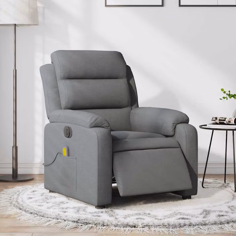 vidaXL Poltrona Reclinabile Elettrica con Massaggio in Tessuto Grigio
