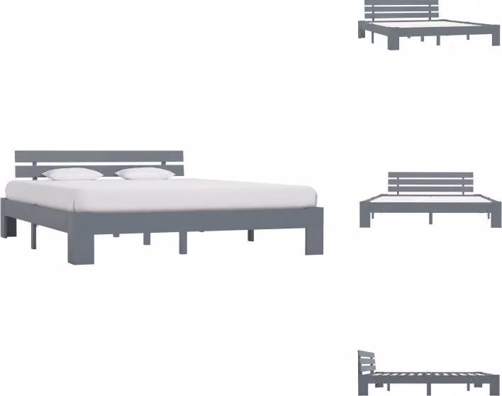vidaXL Letto in legno massiccio pino grigio 160x200 cm - Letti e strutture letto