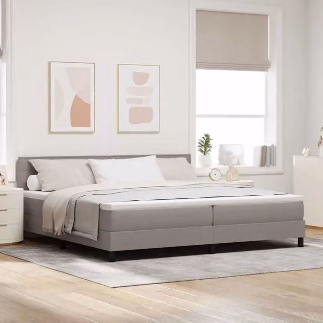 Letto ibrido con materasso e struttura imbottita vidaXL in tessuto beige o grigio L: 200 cm, P: 200 cm, H: 280 cm – 1