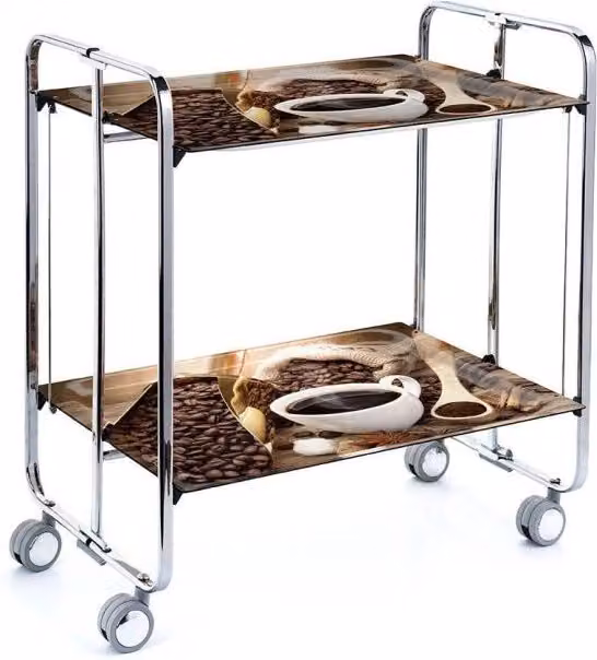 Carrello da cucina pieghevole cromato con ruote BAUHAUS 2 ripiani