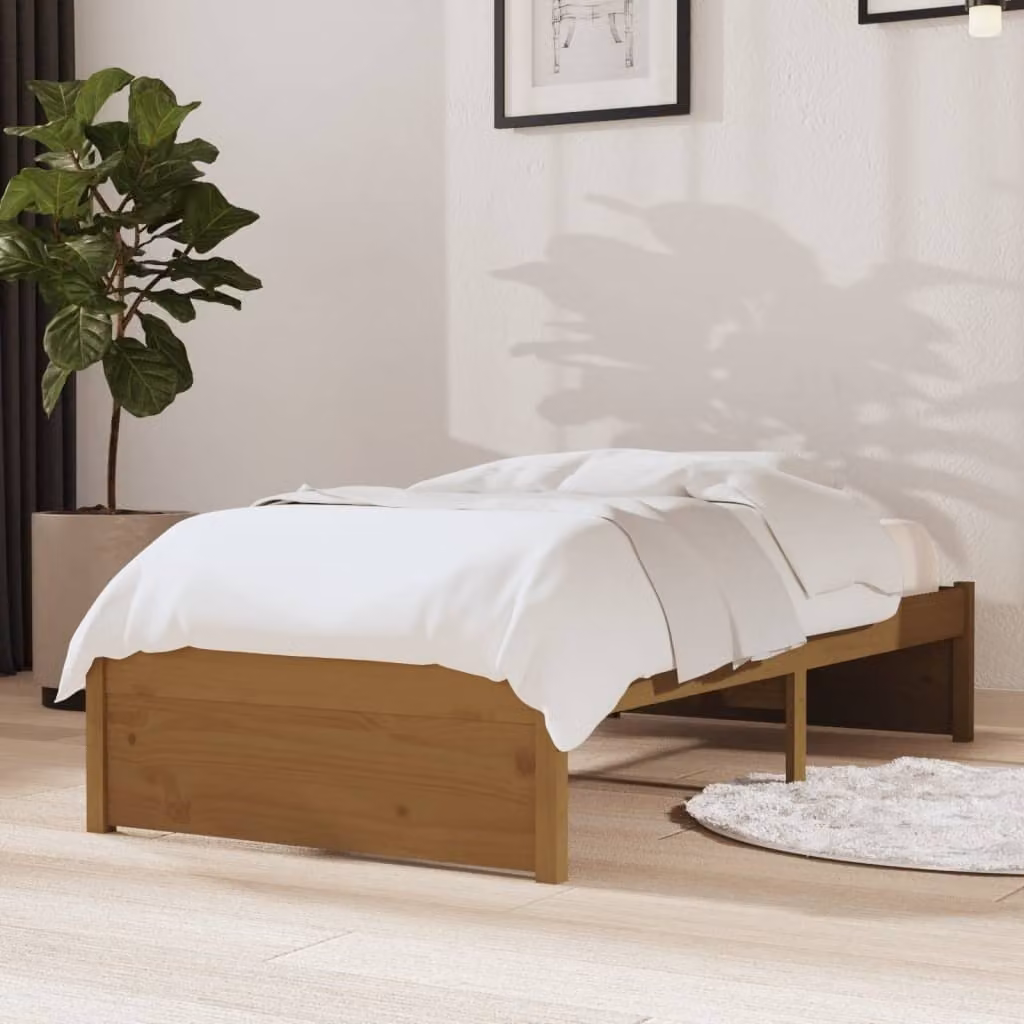 The Living Store Letto in legno massiccio marrone miele 75x190 cm